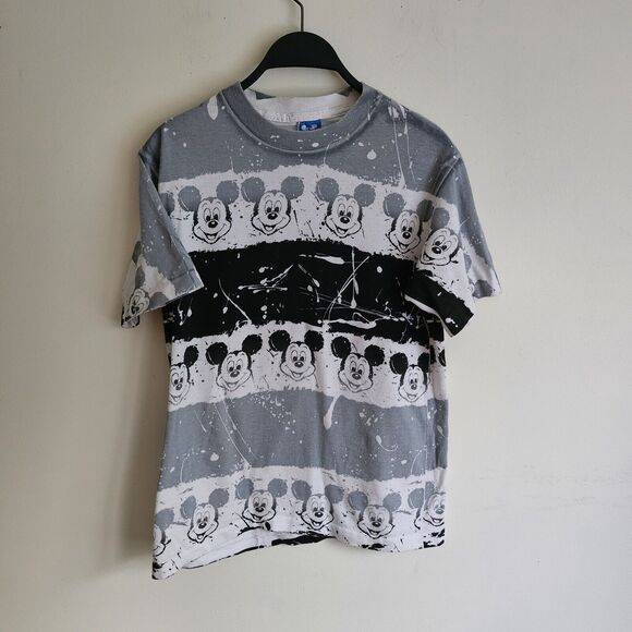 vtg 90s MICKEY MOUSE WALT DISNEY ALL OVER PRINT Single Stitch T-Shirt cartoon - Picture 2 of 9